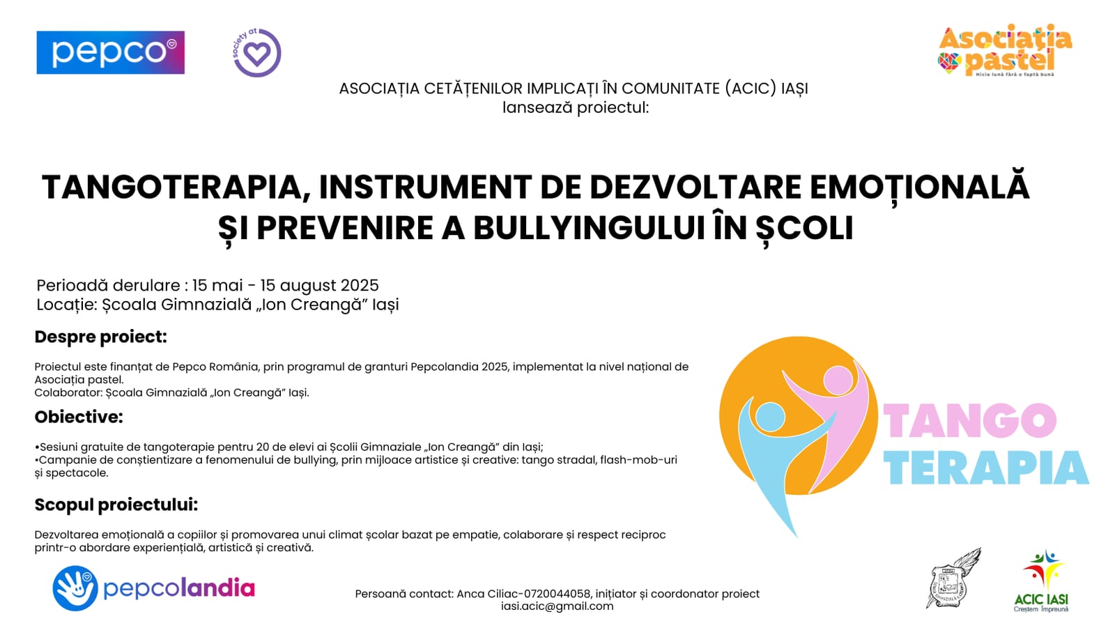 Materialul de prezentare al proiectului de tangoterapie în școli